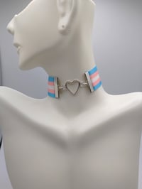 Image 4 of Transgender Pride Flag Heart Choker