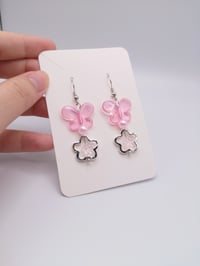 Image 2 of Pink Spring Butterfly Earrings