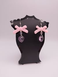 Image 1 of Coquette Baby Pink Heart Crystal Earrings