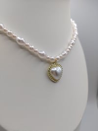 Image 5 of Dainty Elegant Pearl Gold Heart Necklace