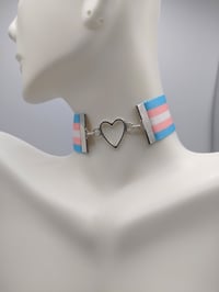 Image 5 of Transgender Pride Flag Heart Choker