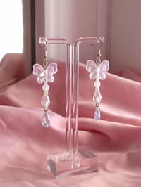 Image 1 of Dreamy Fairy Butterfly Glass Teardrop Earrings