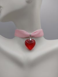 Image 2 of Pink & Red Lovecore Glass Heart Choker