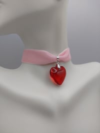 Image 3 of Pink & Red Lovecore Glass Heart Choker