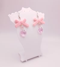 Image 3 of Coquette Baby Pink Heart Crystal Earrings