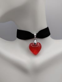 Image 1 of Romantic Black & Red Glass Heart Choker