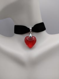 Image 2 of Romantic Black & Red Glass Heart Choker