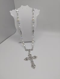 Image 3 of Elegant Gothic Glass & Pearl Necklace