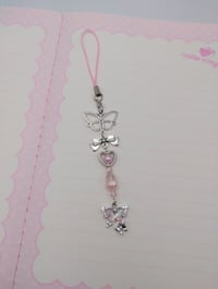 Image 2 of Silver & Pink y2k Butterfly Bow Keychain