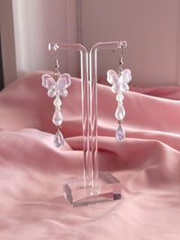 Image 3 of Dreamy Fairy Butterfly Glass Teardrop Earrings