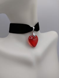 Image 3 of Romantic Black & Red Glass Heart Choker