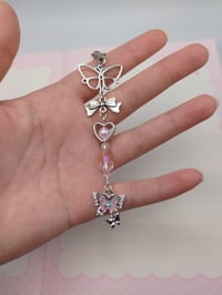 Image 3 of Silver & Pink y2k Butterfly Bow Keychain