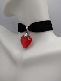 Image 4 of Romantic Black & Red Glass Heart Choker