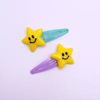 Image 2 of Big Smiley Star 2pc hair clip set