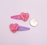 Image 3 of Hot Pink & Purple Heart Confetti 2pc hair clip set