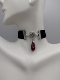 Image 1 of Gothic Rose Wine Red Teardrop Choker