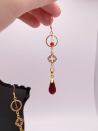 Image 3 of Red & Gold Hanging Teardrop Earrings