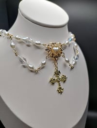 Image 4 of Romantic Baroque Gold Cross Pearl & Glass Necklace