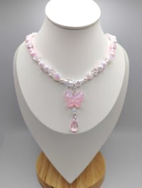 Image 2 of Dreamy Pink Fairy Butterfly Teardrop Necklace