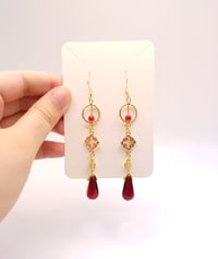 Image 5 of Red & Gold Hanging Teardrop Earrings