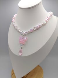 Image 3 of Dreamy Pink Fairy Butterfly Teardrop Necklace