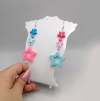 Image 1 of Retro Pink & Blue Star Drop Earrings