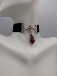 Image 4 of Gothic Rose Wine Red Teardrop Choker