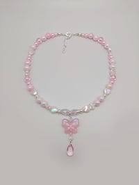 Image 4 of Dreamy Pink Fairy Butterfly Teardrop Necklace