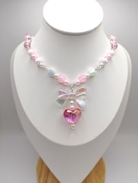 Image 2 of Pink Princess Heart Gem Necklace