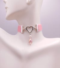 Image 2 of Coquette Pink Heart Crystal Choker