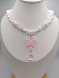 Image 5 of Dreamy Pink Fairy Butterfly Teardrop Necklace