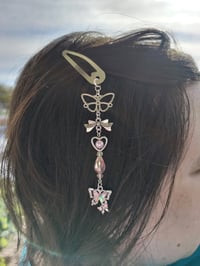 Image 4 of Shiny Fairy Butterfly Crystal Hair Clips