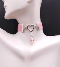 Image 3 of Coquette Pink Heart Crystal Choker