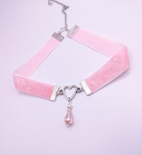 Image 4 of Coquette Pink Heart Crystal Choker