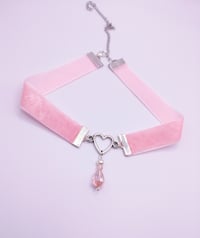 Image 5 of Coquette Pink Heart Crystal Choker