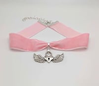 Image 1 of Y2k Pink Angelic Heart Locket Choker