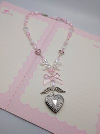 Image 2 of Coquette Angelic Heart Locket Necklace