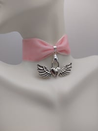 Image 2 of Y2k Pink Angelic Heart Locket Choker