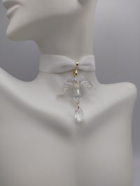 Image 3 of White & Gold Angelic Glass Teardrop Choker