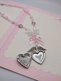 Image 3 of Coquette Angelic Heart Locket Necklace