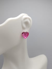 Image 1 of Hot Pink Heart Gem Stud Earrings