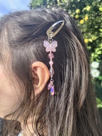 Image 1 of Dreamy Pink Butterfly Fairy Dangling Hair Clips