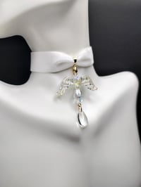 Image 4 of White & Gold Angelic Glass Teardrop Choker