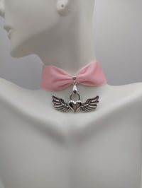 Image 3 of Y2k Pink Angelic Heart Locket Choker