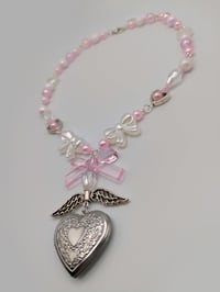 Image 4 of Coquette Angelic Heart Locket Necklace