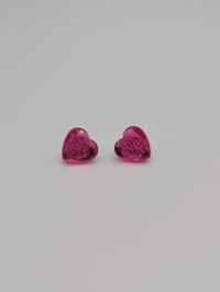 Image 4 of Hot Pink Heart Gem Stud Earrings