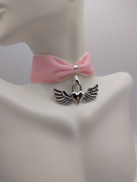 Image 5 of Y2k Pink Angelic Heart Locket Choker