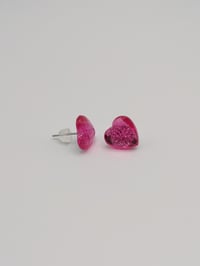 Image 5 of Hot Pink Heart Gem Stud Earrings