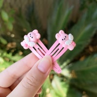 Image 1 of Kawaii Pink Bunny Wings Hair Clip 2 piece set