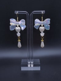 Image 2 of Coquette Fairy Lace Pearl Bow Earrings